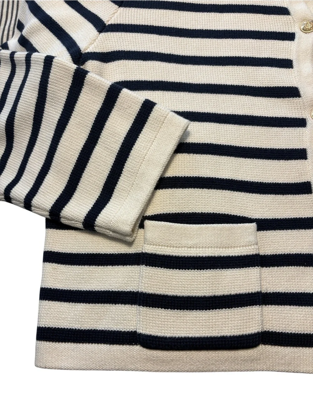 J. Crew Emilie Sweater Lady Jacket in Stripe XXL Navy Cream Stripe Work Office